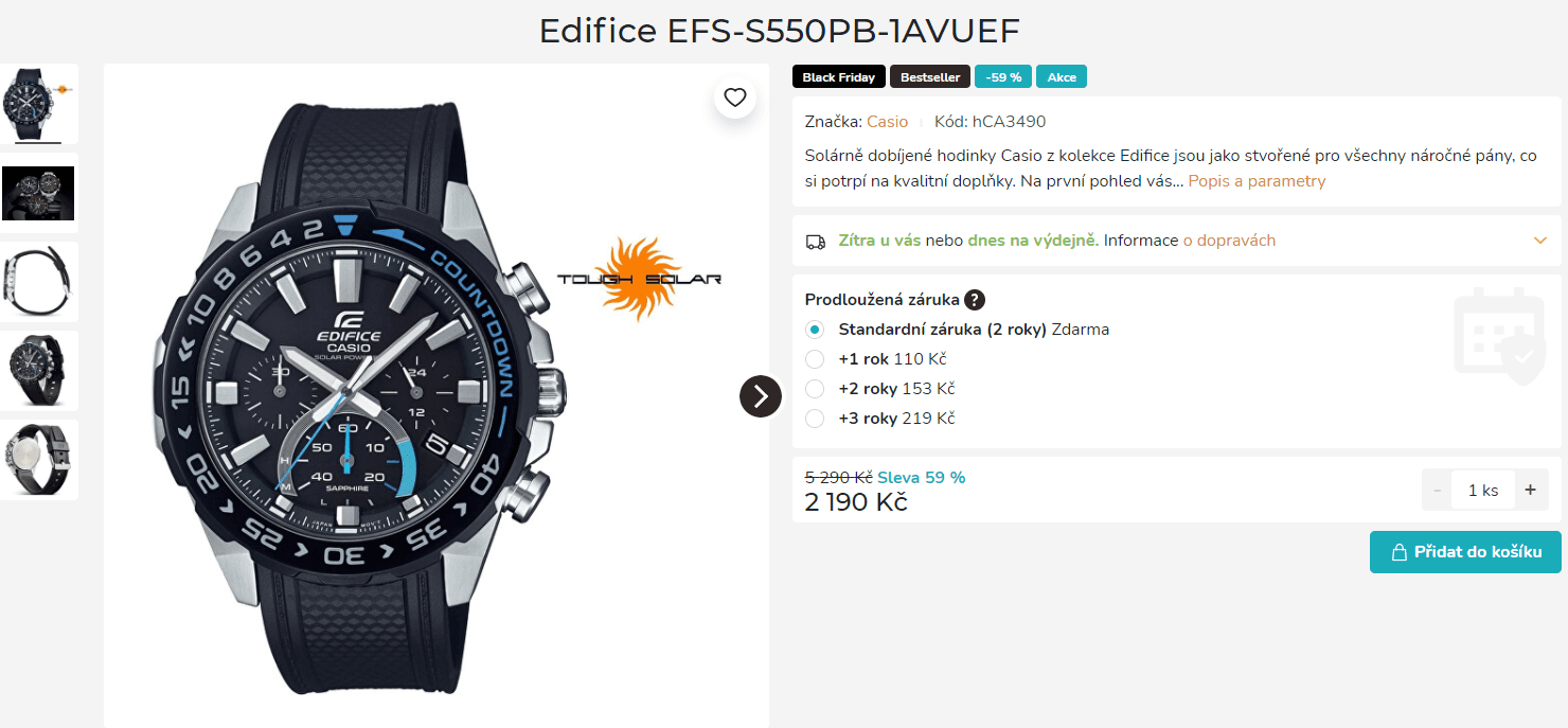 Pánské hodinky Casio Edifice, solární