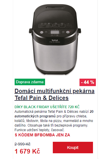 Domácí pekárna Tefal, 20 programů