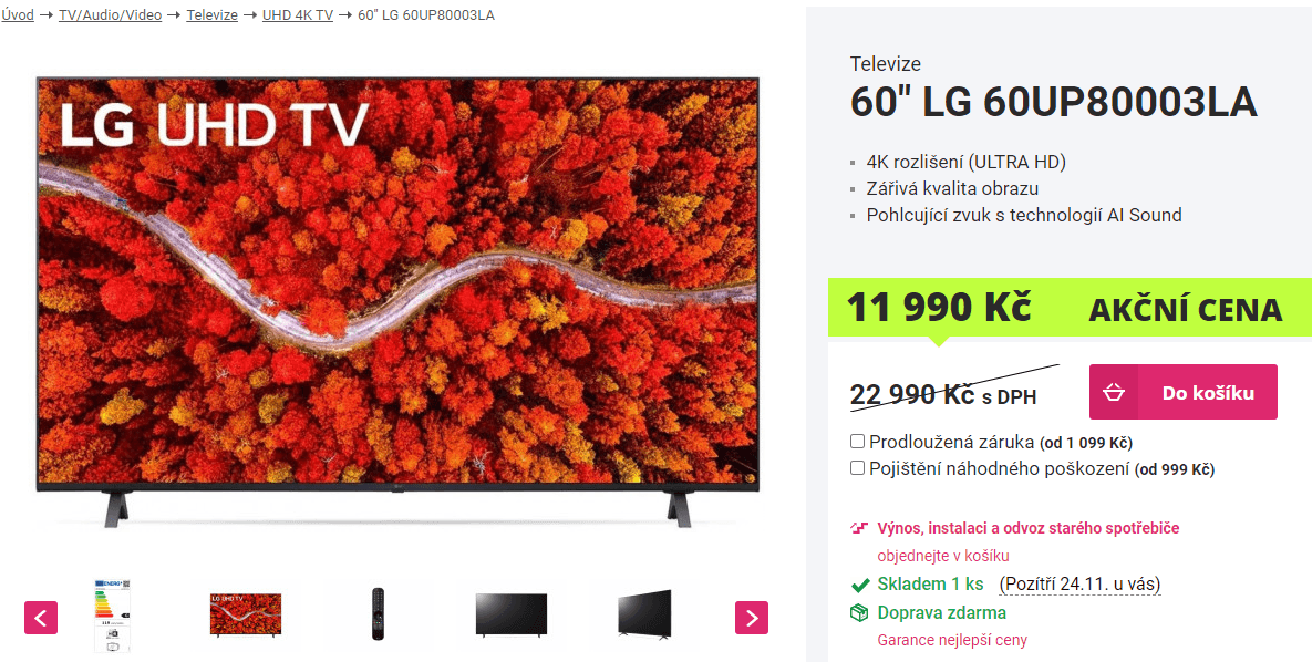 4K Smart TV, HDR, 153cm, LG