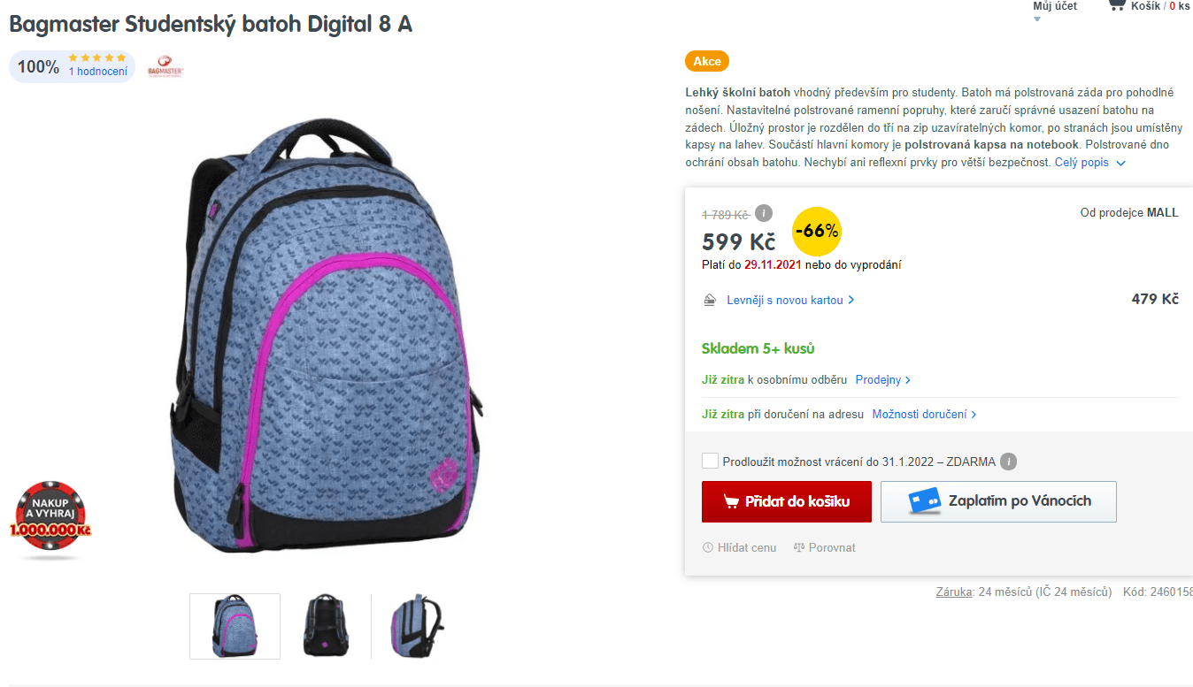 Studentský batoh Bagmaster Digital 8 A