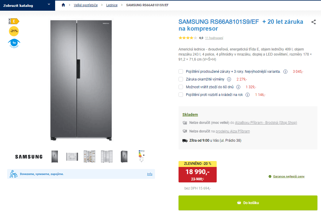 Americká lednice Samsung, 652 l, Total No Frost