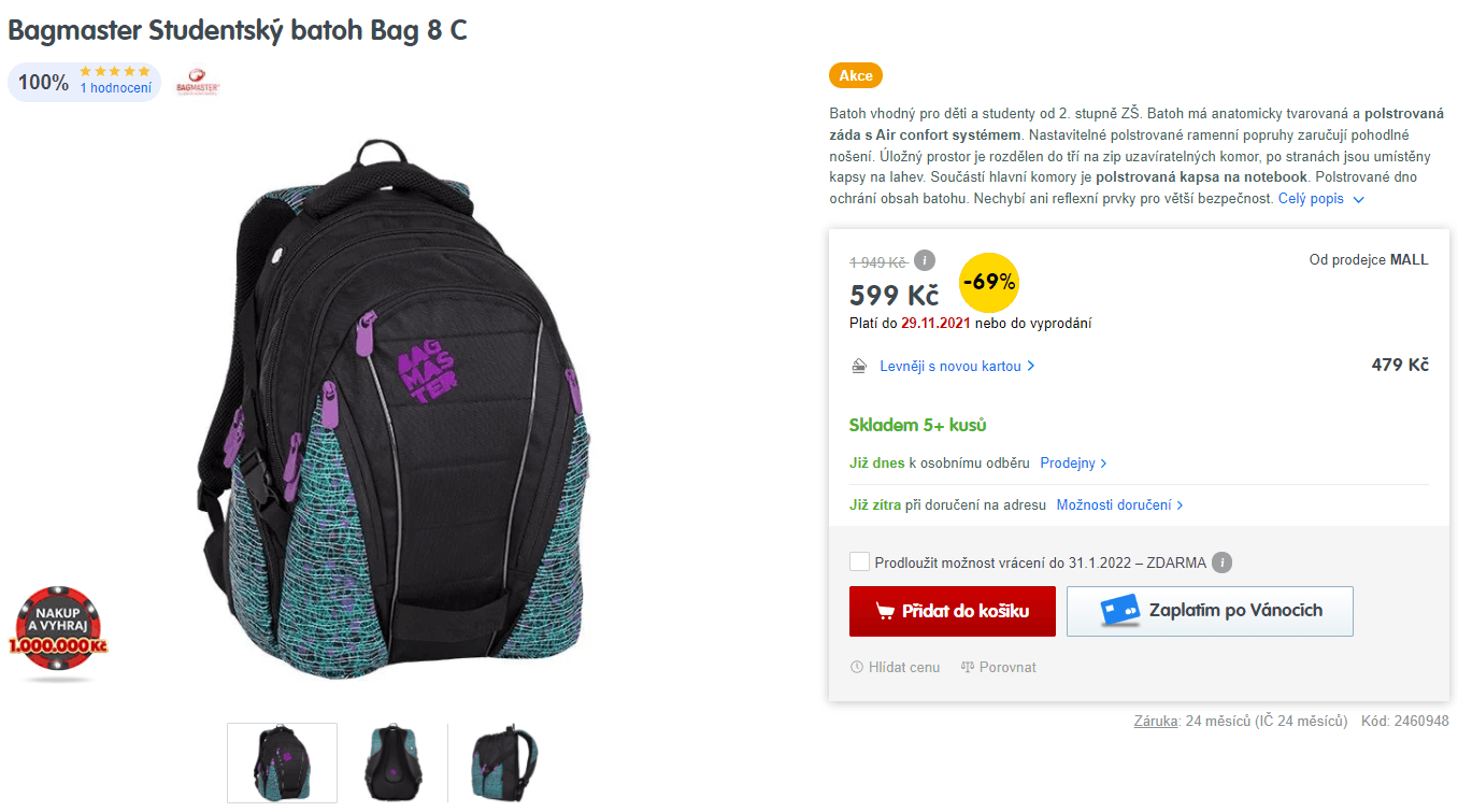 Studentský batoh Bagmaster BAG 8 C
