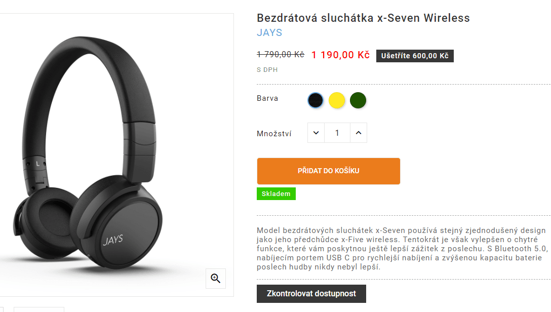 BT sluchátka JAYS x-Seven Wireless