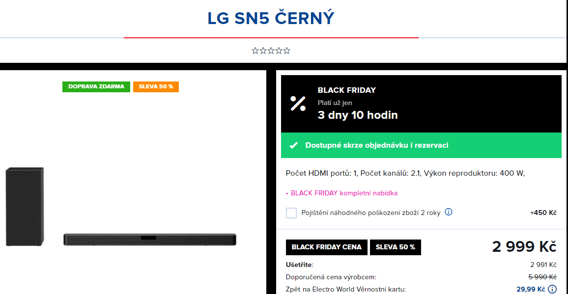 Soundbar LG, 2.1, 400 W