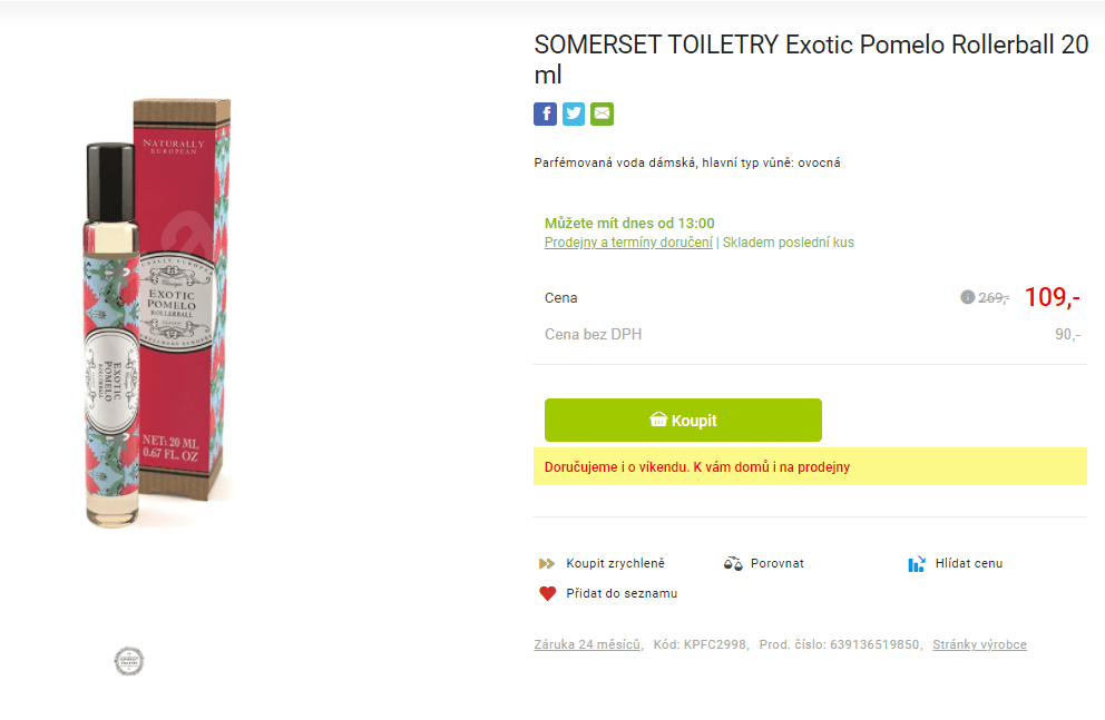 Somerset Toiletry Exotické Pomelo roll-on 20 ml