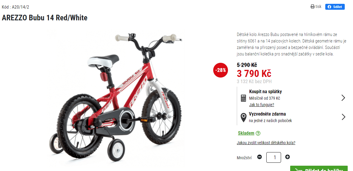 Dětské kolo Arezzo Bubu, do 110 cm