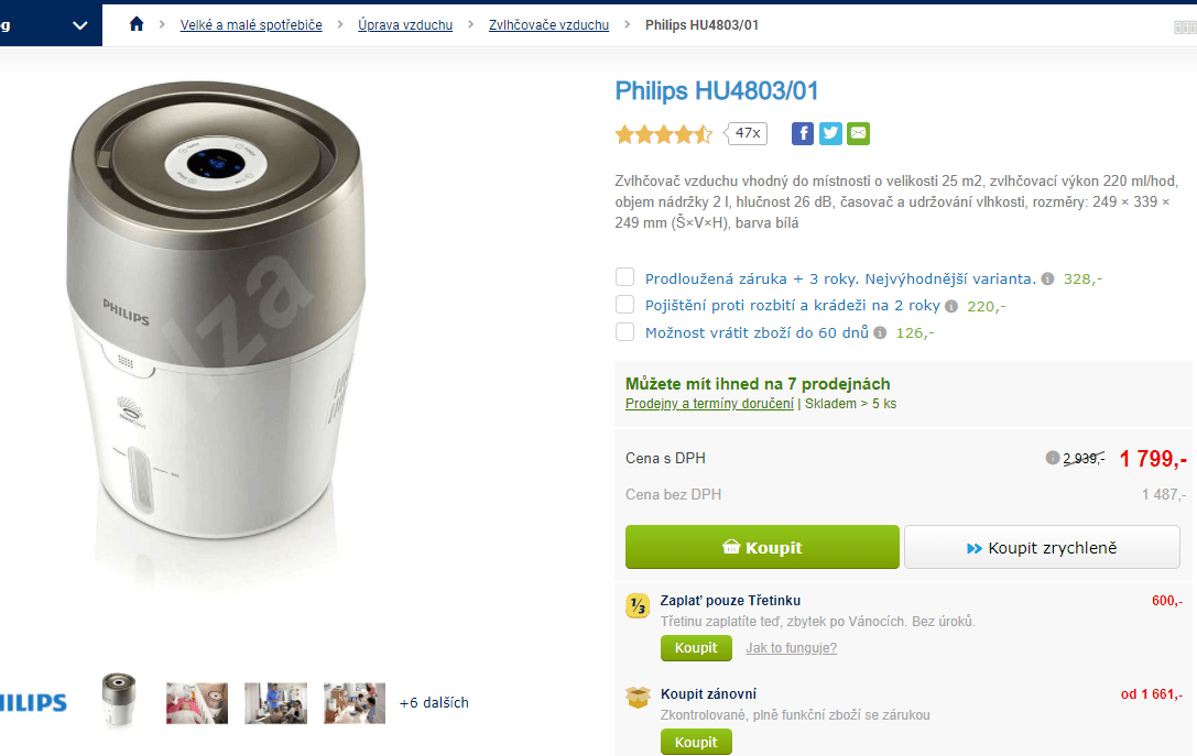 Zvlhčovač vzduchu Philips HU4803/01