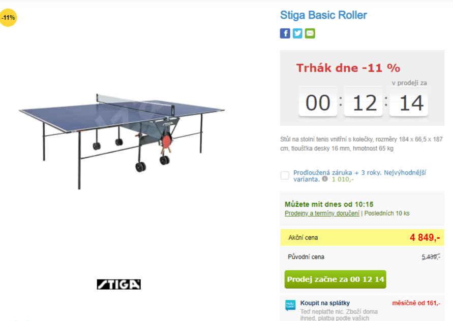Stůl na stolní tenis Stiga Basic Roller