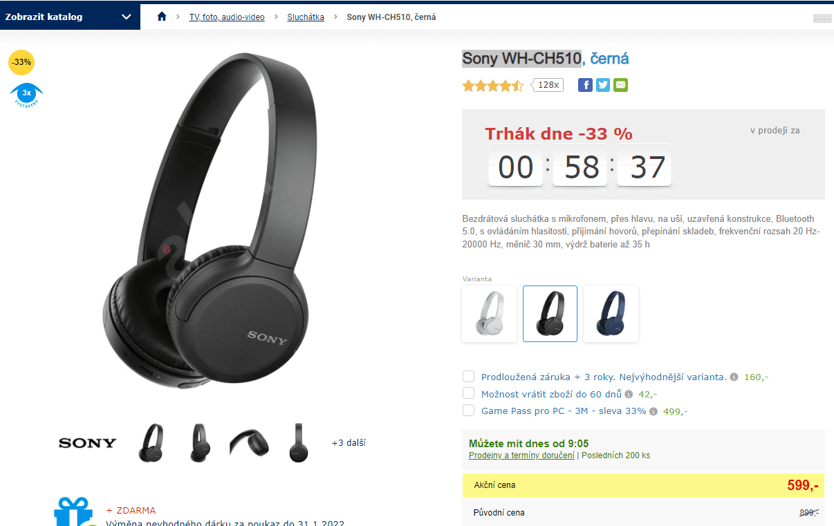 BT sluchátka Sony WH-CH510