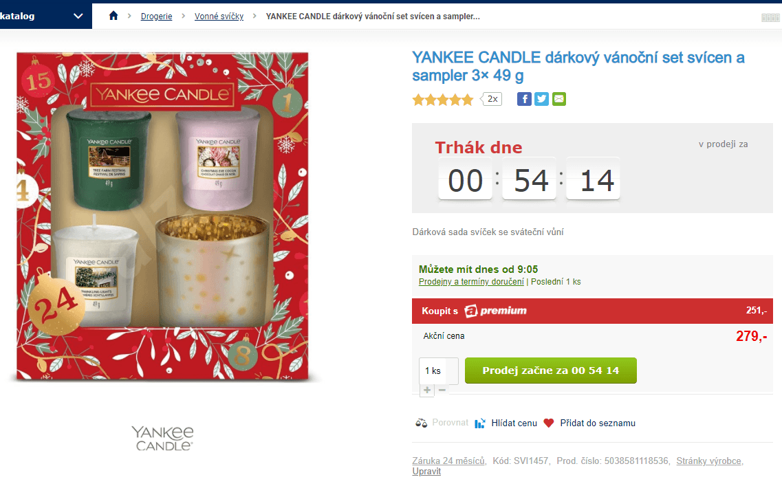 Vánoční set Yankee Candle, svícen