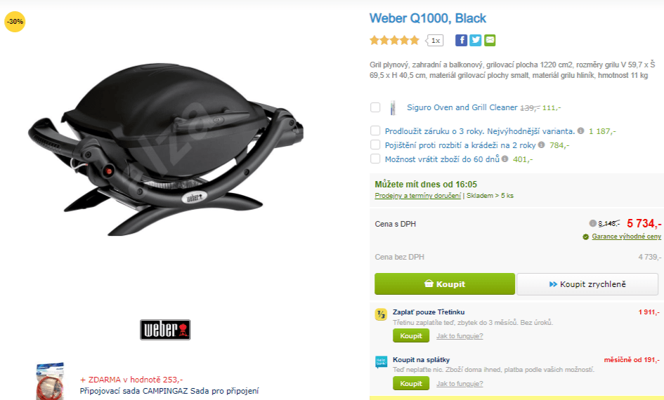Plynový stolní gril Weber