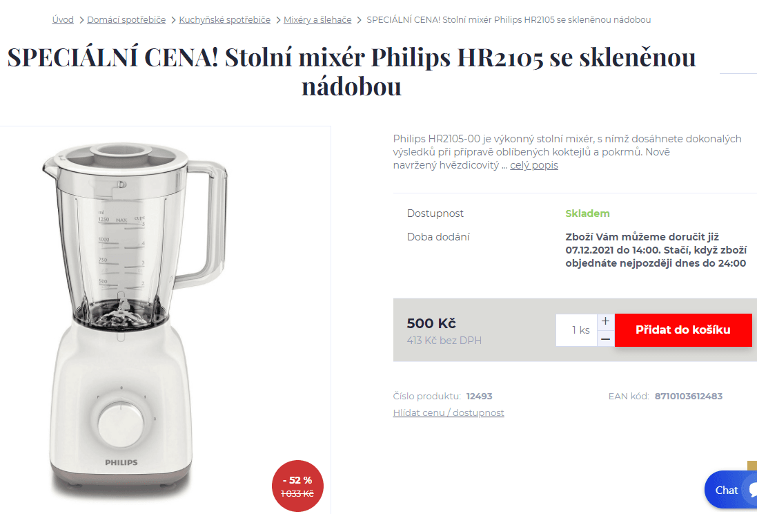 Mixér Philips, 1,5 litru, ProBlend 4