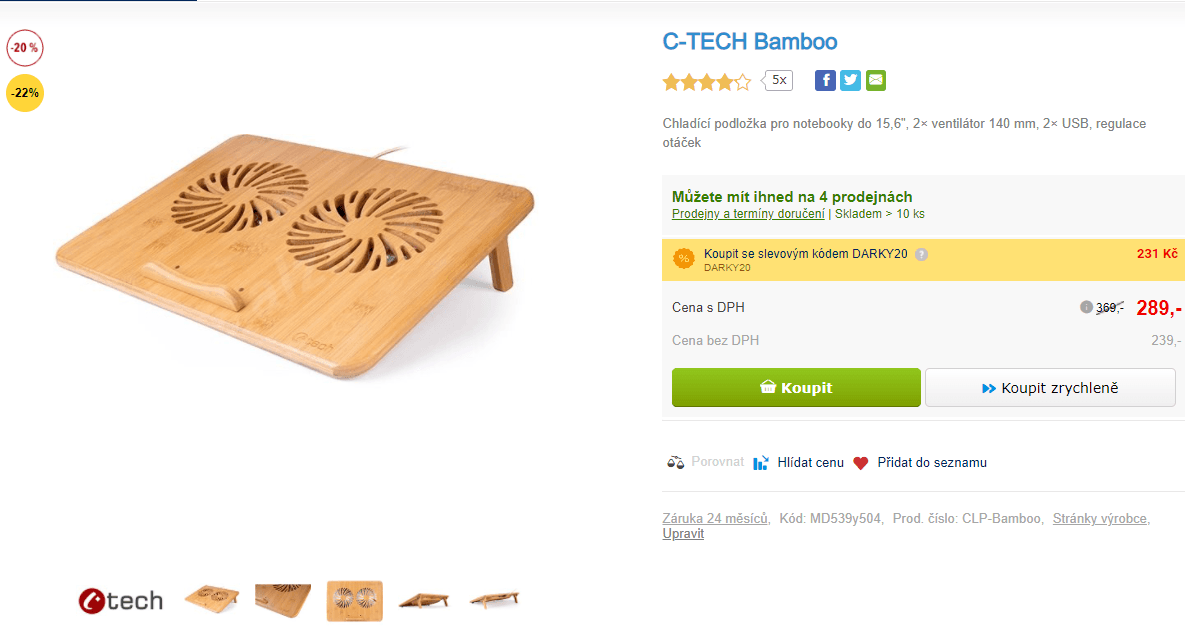Chladící podložka bambusová C-Tech