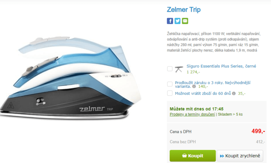 Napařovací žehlička Zelmer Trip