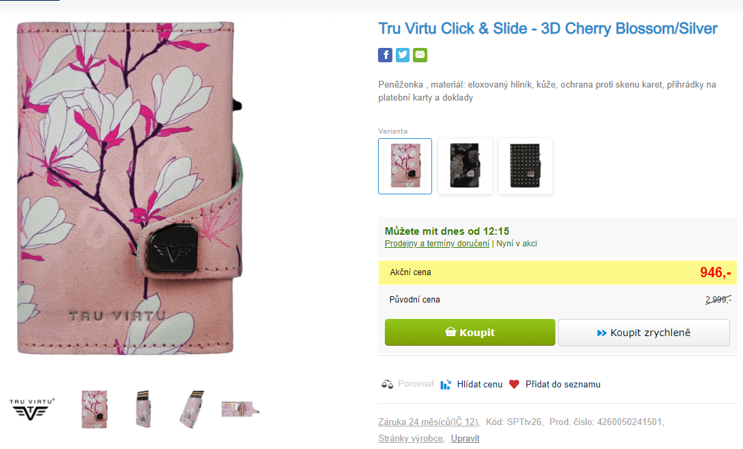 Peněženka Tru Virtu Click & Slide - 3D Cherry