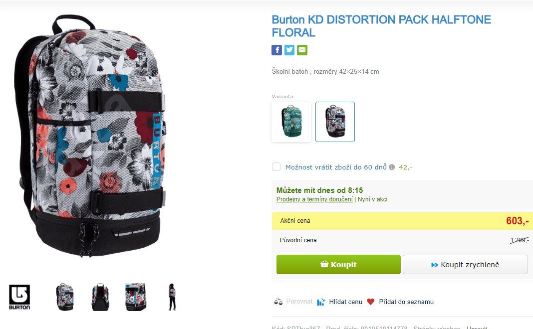 Batoh Burton, 18 litrů