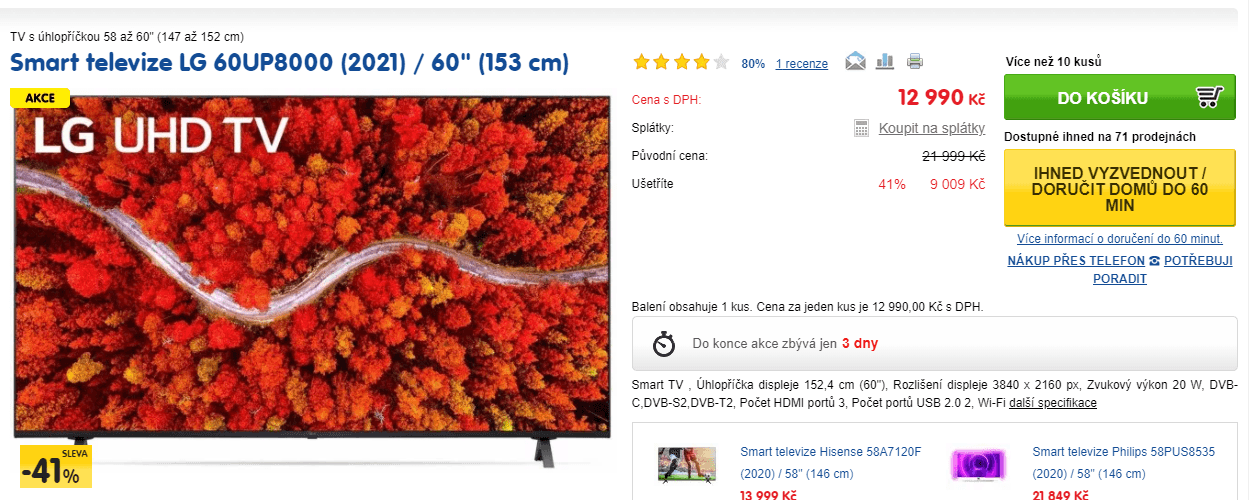 4K Smart TV, HDR, 153cm, LG