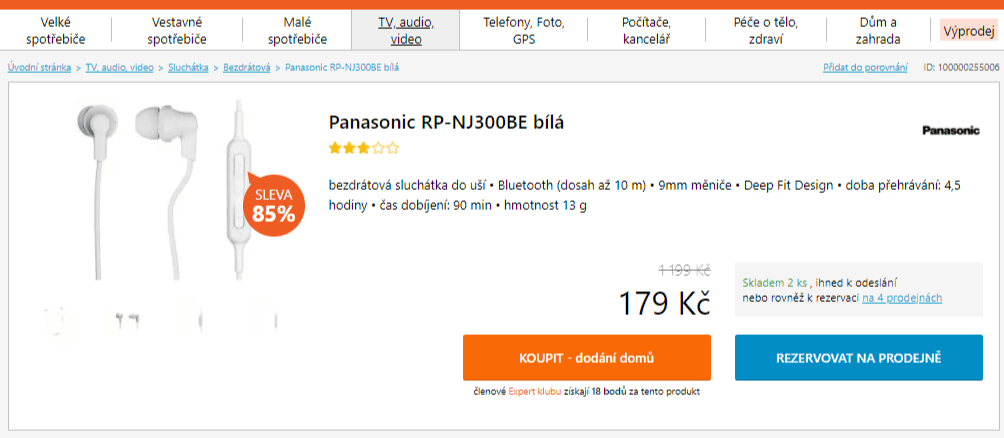 BT sportovní sluchátka Panasonic