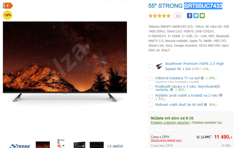 4K Android TV, HDR, 139cm, Strong