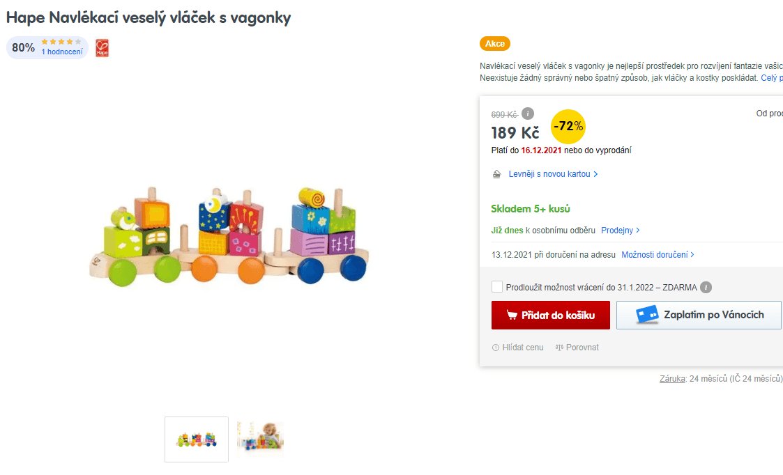 Navlékací dřevěný vláček Hape