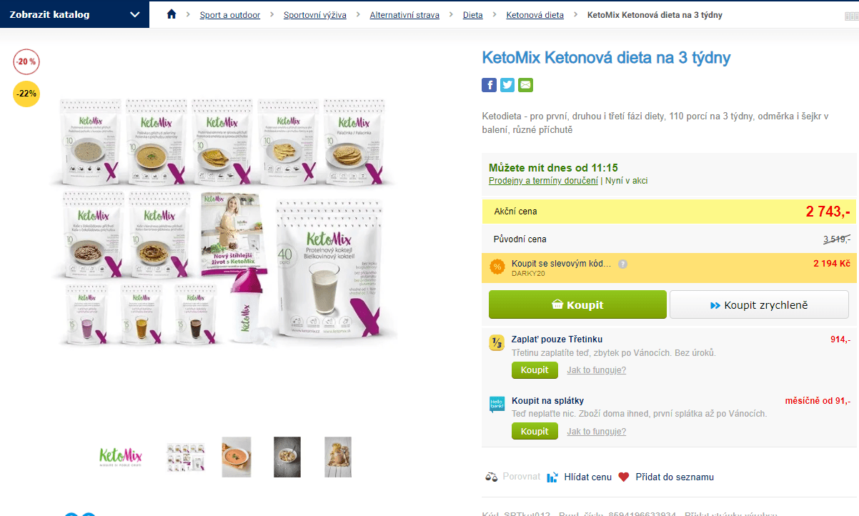Ketonová dieta Ketomix na 3 týdny (110 porcí)