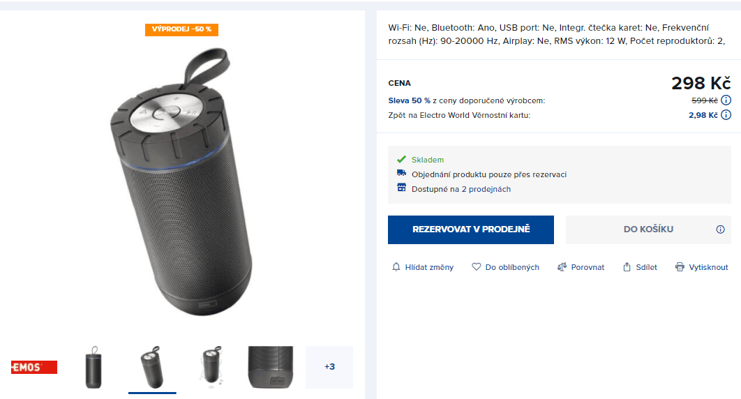 Bluetooth reproduktor Emos Soundboss