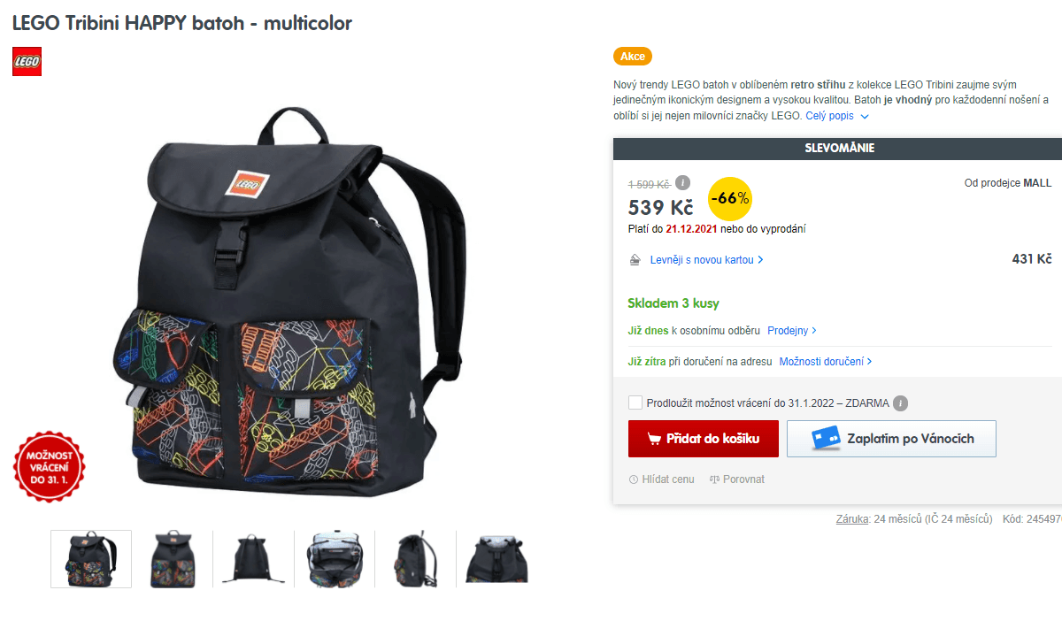 Dětský batoh LEGO Tribini HAPPY, 16 l