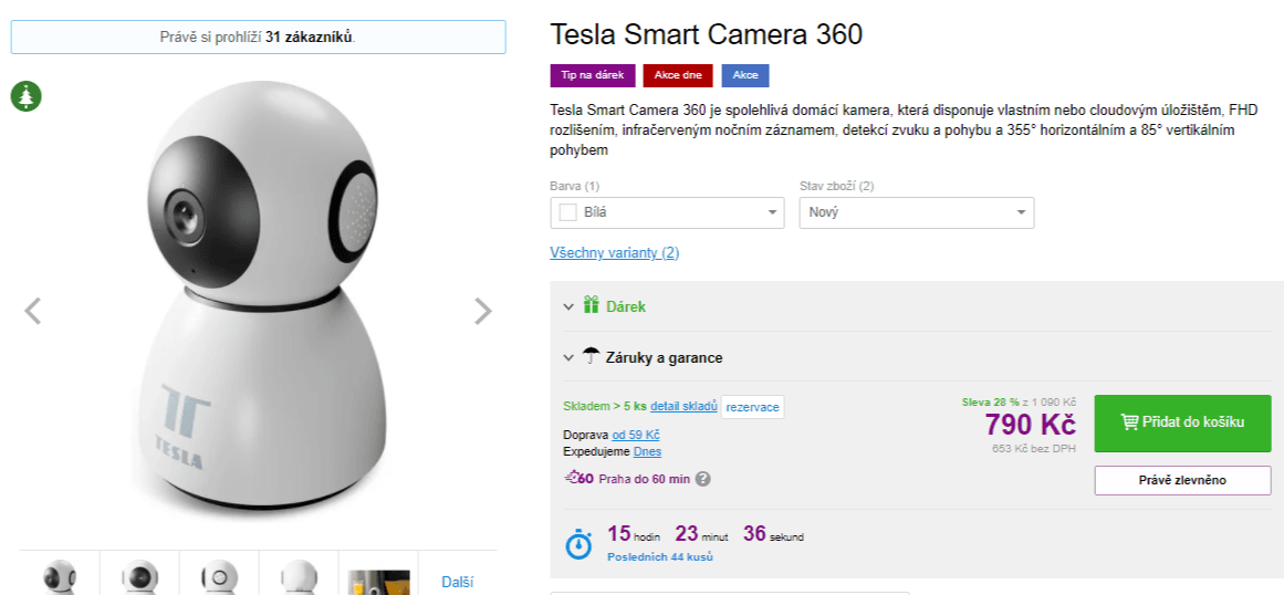 Bezpečnostní kamera Tesla, Wifi, pohyb, komunikace