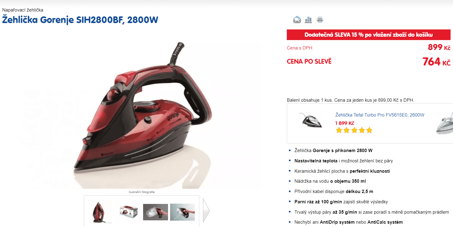 Žehlička Gorenje SIH2800BF, 2800W