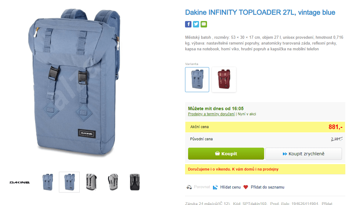 Městský batoh Dakine Infinity Toploader 27L