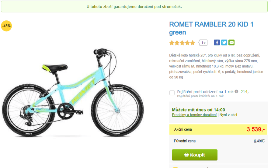 Dětské horské kolo ROMET, 20", od 6 let