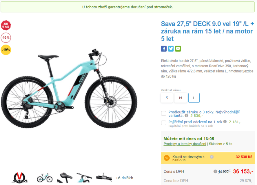 El. kolo Sava, 200km, L rám, 27,5" kola