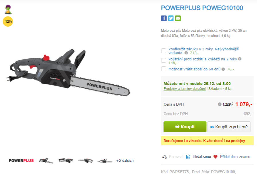 El. motorová pila Powerplus, 35cm