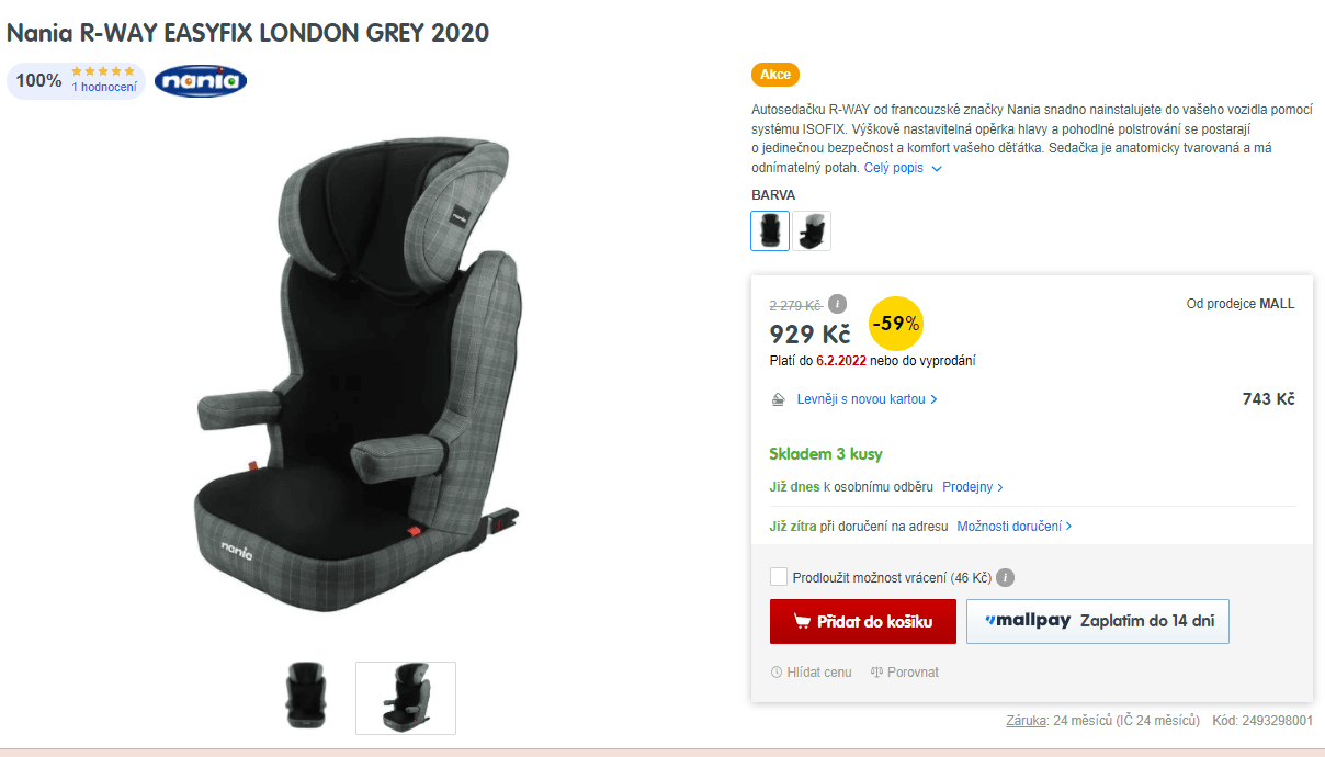 Autosedačka Nania, 15-36kg, Isofix