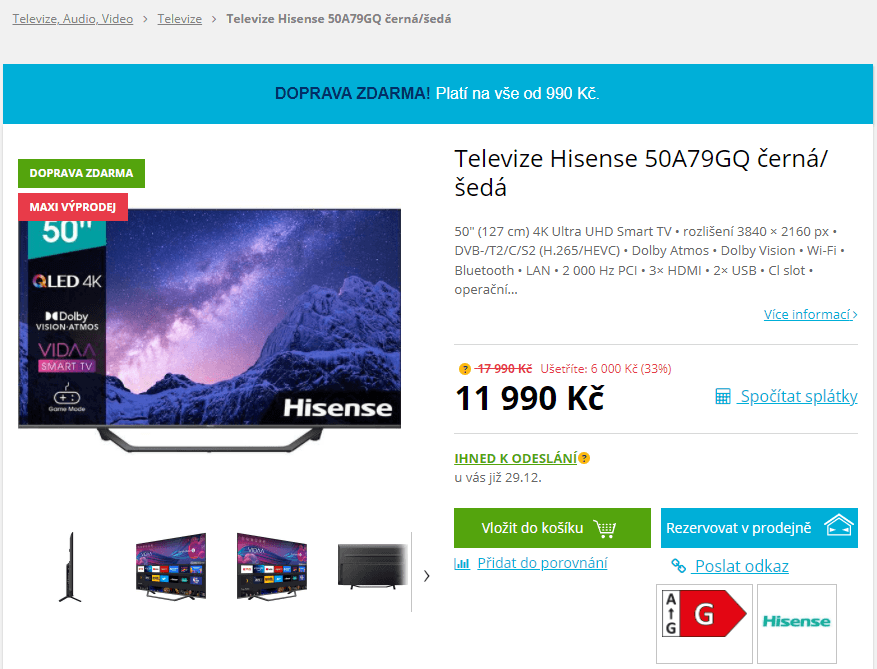 4K Smart TV, 127cm, Atmos, Hisense