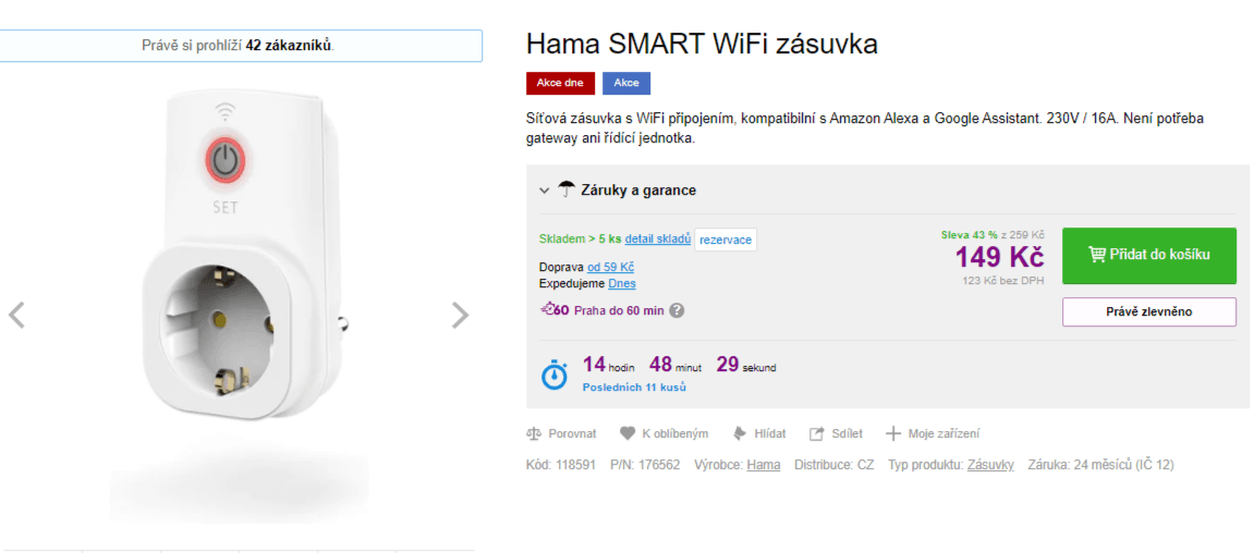Smart zásuvka Hama, WiFi