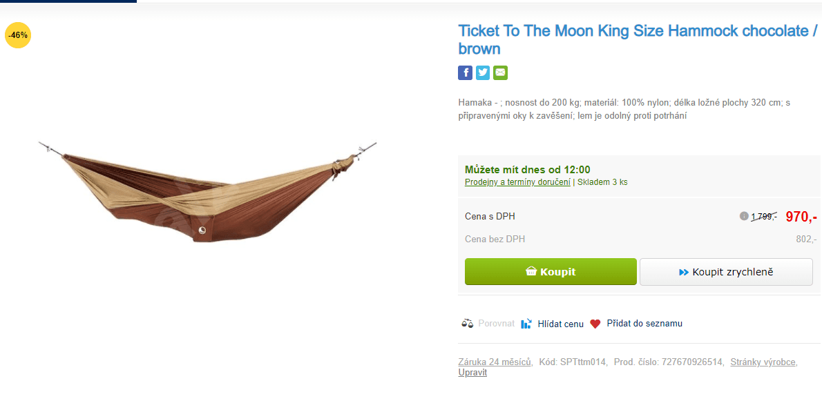 Hamaka Ticket To The Moon, pro 3, 200 kg