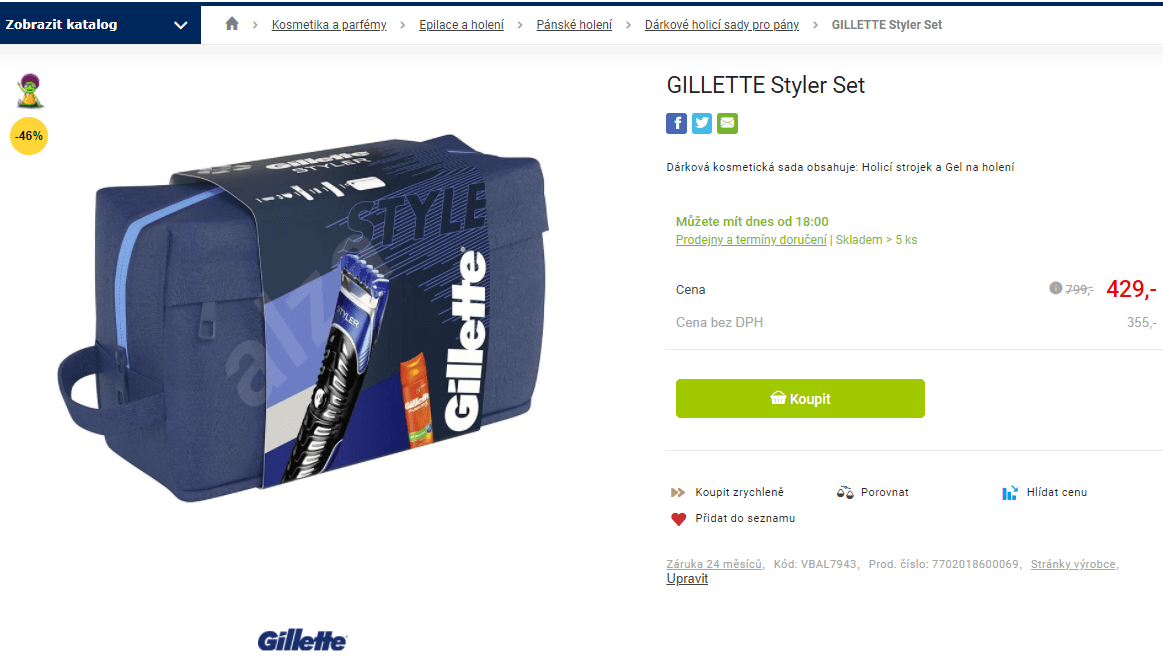 Dárková sada Gillette Styler (strojek + gel)