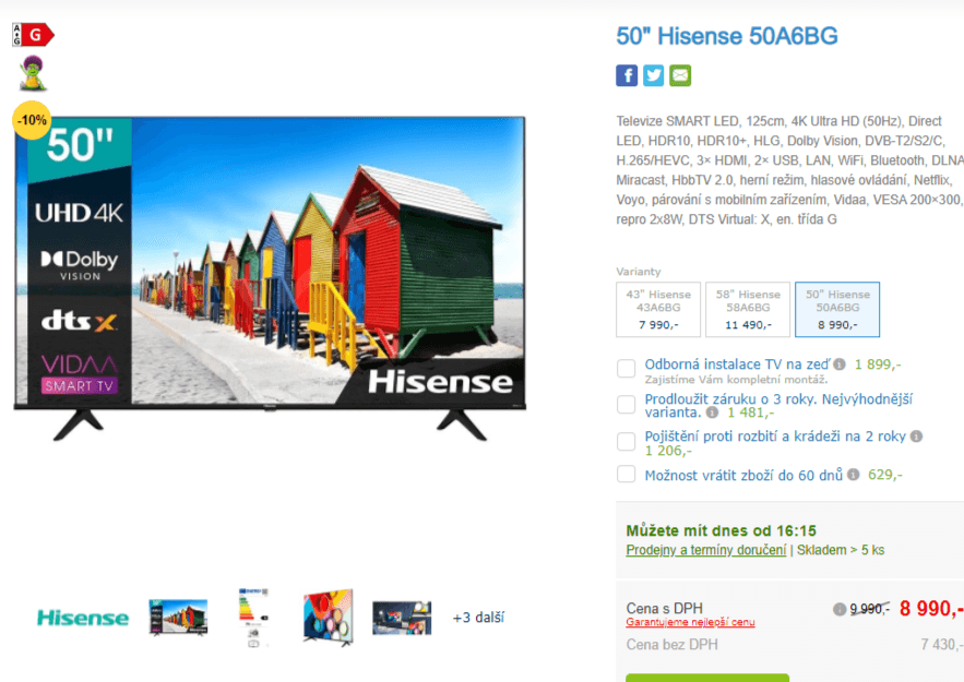 4K, Smart TV, HDR, 128cm, Hisense