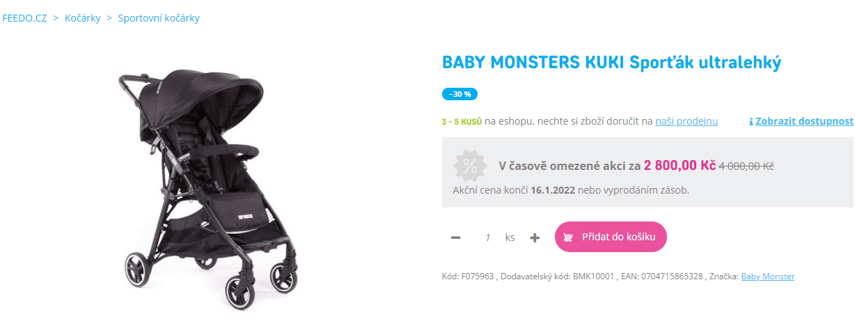 Sportovní kočárek BABY MONSTERS KUKI 