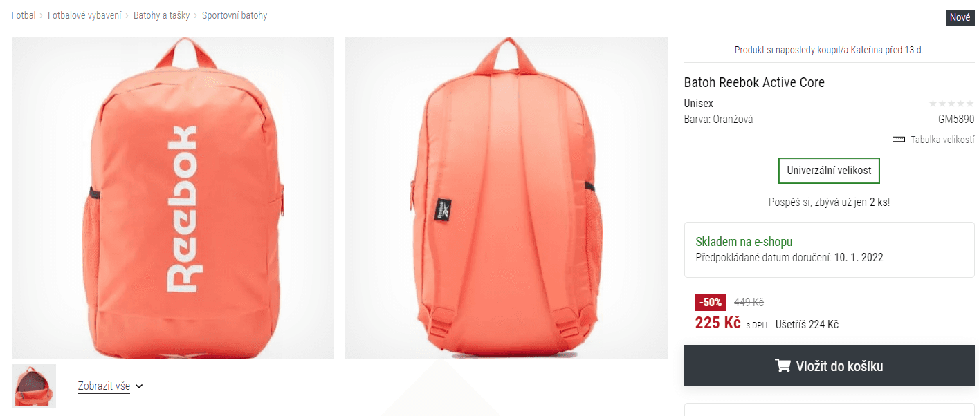 Batoh Reebok Active core, 15,75 l