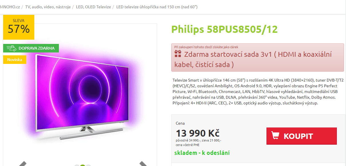 4K Ambilight, Android, 146cm, Philips
