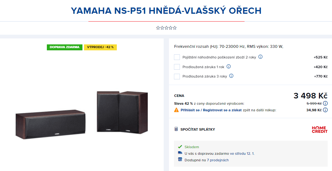 Středový a zadní reproduktory YAMAHA 