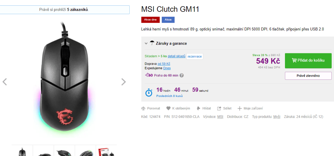 Herní myš MSI Clutch GM11