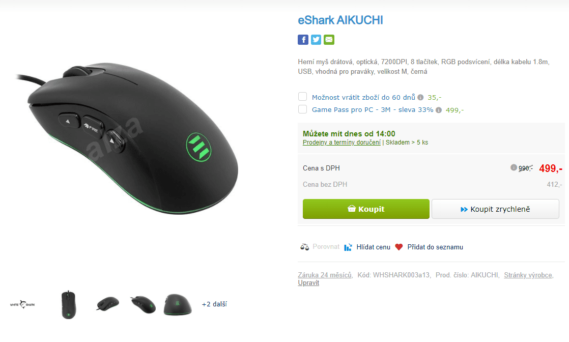 Herní optická myš eShark AIKUCHI