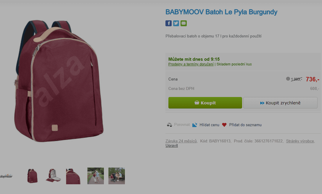 Přebalovací batoh Babymoov, 17 litrů