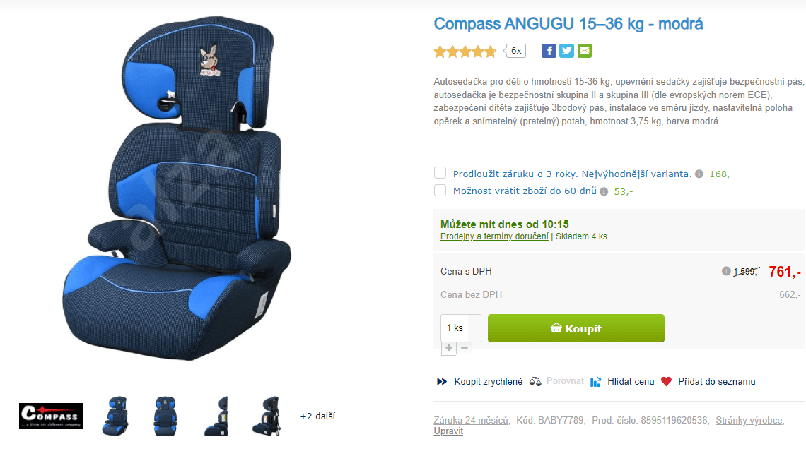 Autosedačka Compass Angugu, 15-36 kg