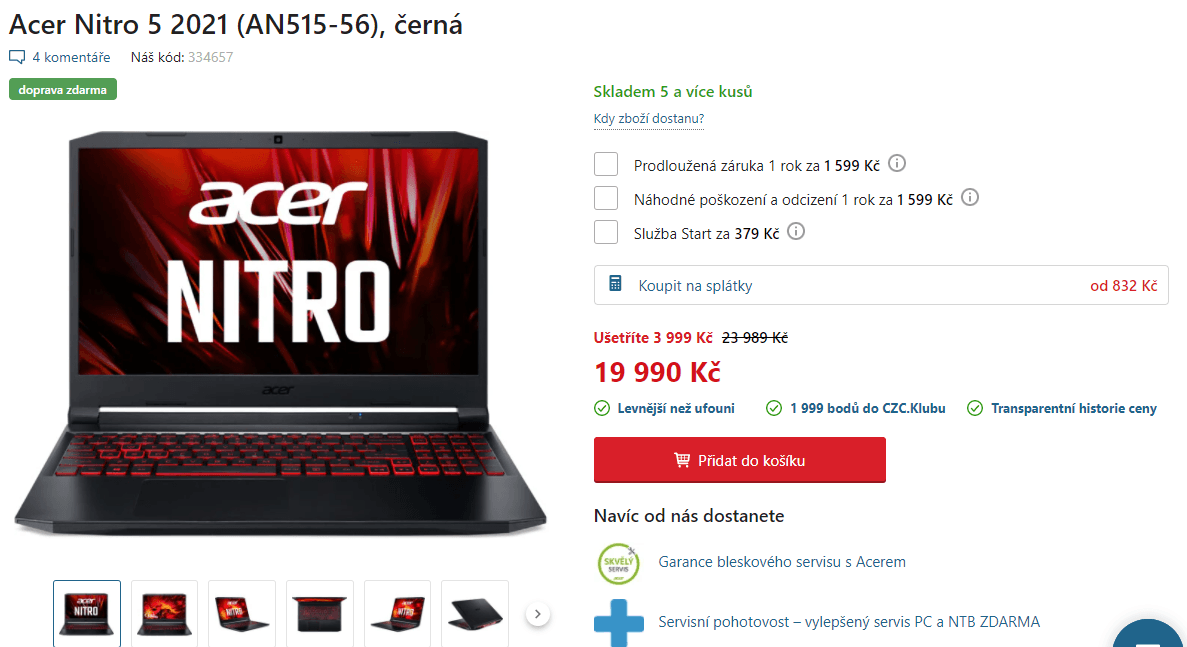 Acer, 4,4GHz, 8GB RAM, 4GB Nvidia, 15,6"