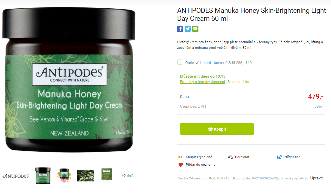 Pleťový krém Antipodes Manuka Honey, 60ml
