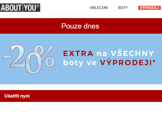 Extra sleva 20% na výprodej obuvi